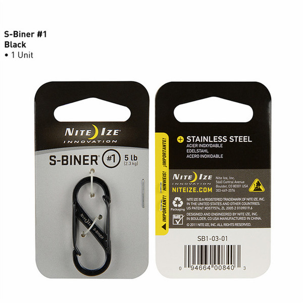 Nite Ize S-BINER - STAINLESS STEEL Non-locking carabiner Stainless steel Black 1pc(s)