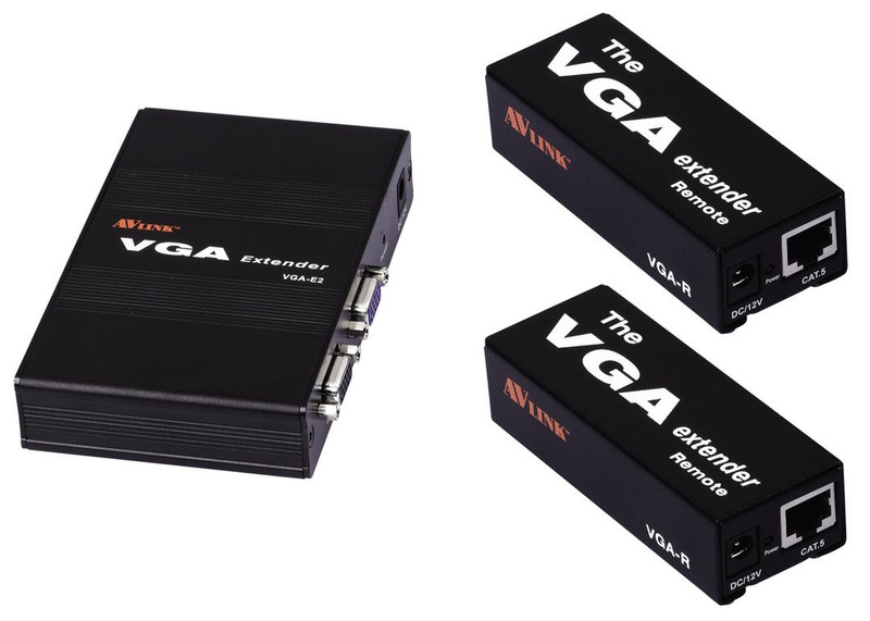 Cables Direct VGA-VRT300DBL AV transmitter & receiver Black AV extender