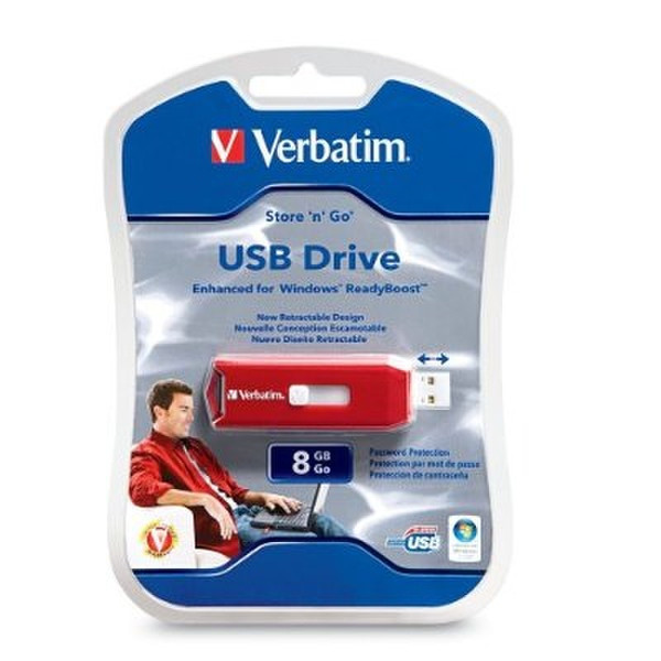 Verbatim 8GB Store 'n' Go USB 2.0 Flash Drive 8GB USB 2.0 Type-A Red USB flash drive