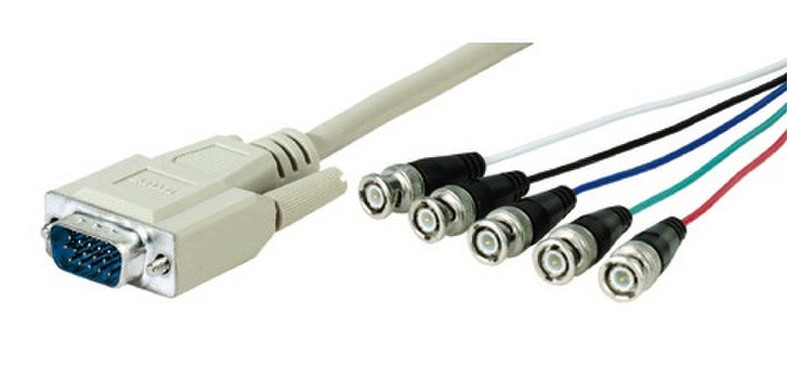 Tecline 34702 15pin HD D-Sub 5x BNC Белый кабельный разъем/переходник