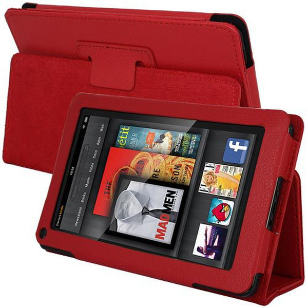 Skque AMZ-KIN-FI-LTHR-RED Blatt Rot Tablet-Schutzhülle