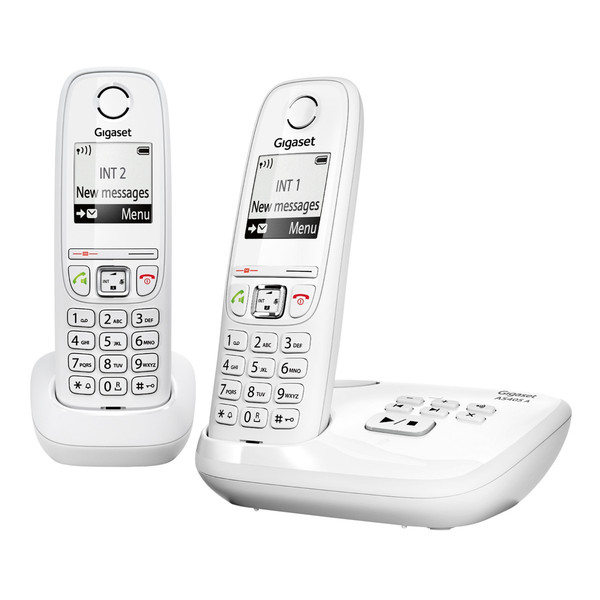 Gigaset AS405A DUO Analog/DECT Идентификация абонента (Caller ID) Белый