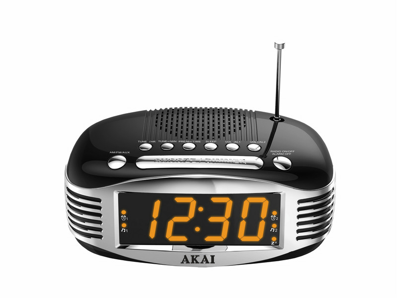 Akai AR400BK Часы Аналоговый Черный, Cеребряный радиоприемник