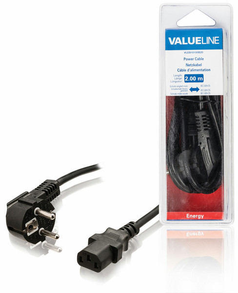 Valueline VLEB10100B20 2m Power plug type F C5 coupler Black power cable