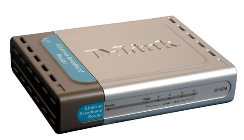 D-Link DI-604/E Eingebauter Ethernet-Anschluss ADSL Schwarz, Edelstahl Kabelrouter