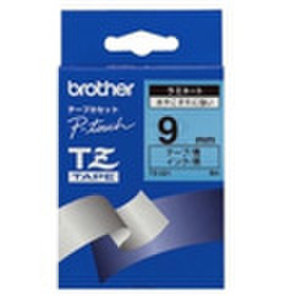 Brother Gloss Laminated Tape - 9mm, Black/Blue TZ этикеточная лента