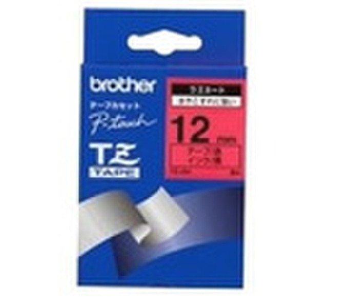 Brother Gloss Laminated Labelling Tape - 12 mm, Black on Red TZ label-making tape