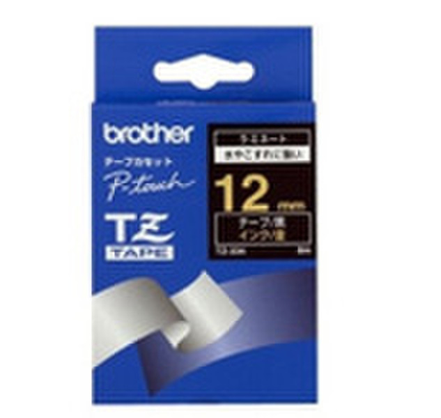 Brother Gloss Laminated Labelling Tape - 12mm, Gold/Black TZ label-making tape