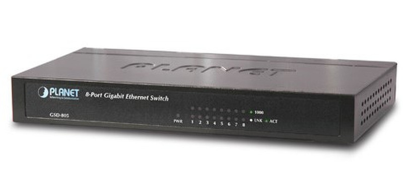 Planet GSD-805 Gigabit Ethernet (10/100/1000) Черный сетевой коммутатор