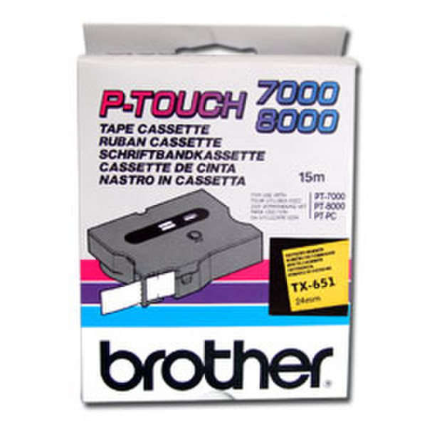 Brother TX-651 Черный на жёлтом TX этикеточная лента