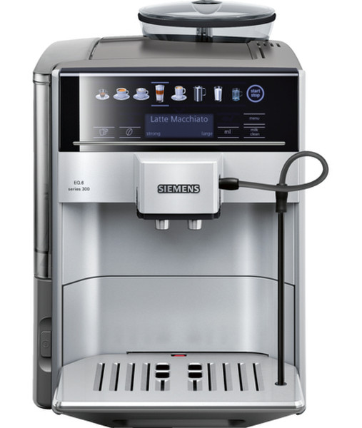 Siemens TE603201RW Espresso machine 1.7л 2чашек Черный, Нержавеющая сталь кофеварка
