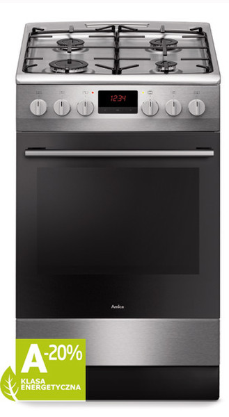 Amica 510GE3.33ZpTaF(Xx) Freestanding Gas hob A-20% Silver