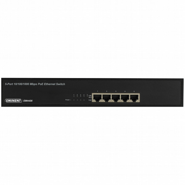 Eminent EM4435 Неуправляемый Gigabit Ethernet (10/100/1000) Power over Ethernet (PoE) Черный сетевой коммутатор