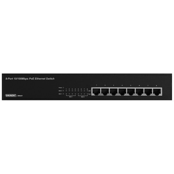 Eminent EM4431 Неуправляемый Fast Ethernet (10/100) Power over Ethernet (PoE) Черный сетевой коммутатор