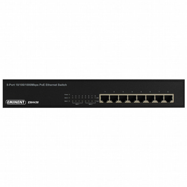 Eminent EM4436 ungemanaged Gigabit Ethernet (10/100/1000) Energie Über Ethernet (PoE) Unterstützung Schwarz Netzwerk-Switch