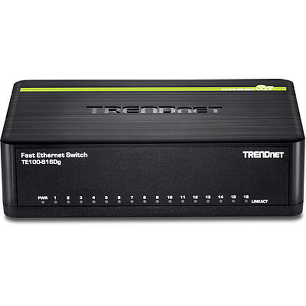 Trendnet TE100-S16Dg Unmanaged network switch L2 Fast Ethernet (10/100) Черный