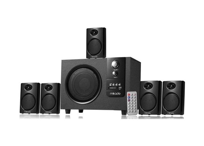 Mikado MD-729FM 5.1channels 45W Black speaker set