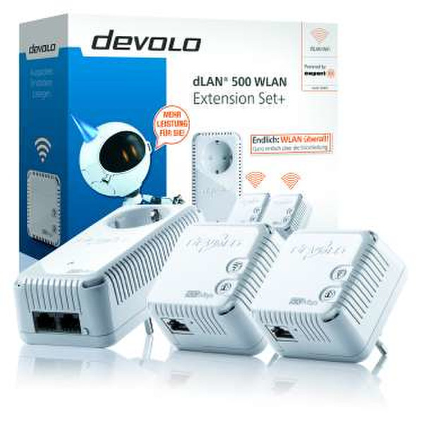 Devolo dLAN 500 WiFi 500Мбит/с Подключение Ethernet Wi-Fi Белый 3шт PowerLine network adapter