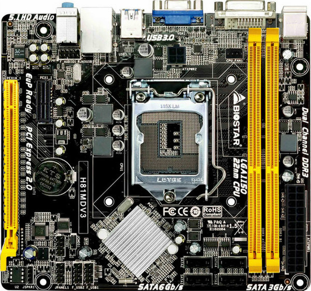 Biostar H81MDV3 Intel H81 Socket H3 (LGA 1150) Micro ATX motherboard