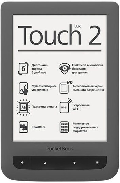 Pocketbook Touch Lux2 6Zoll Touchscreen 4GB WLAN Grau eBook-Reader