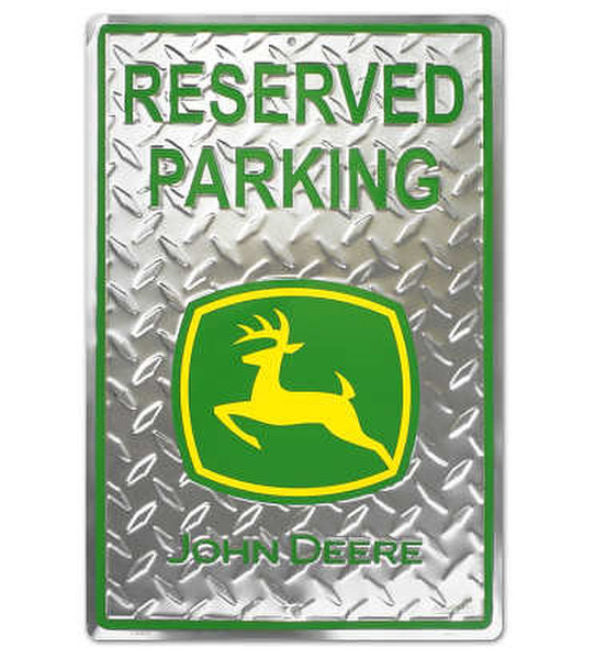 Poster Revolution John Deere Reserved Parking Diamond Tin Sign message sign