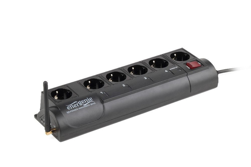 EnerGenie EG-SMS 6AC outlet(s) 220-230V 1.8m Black surge protector