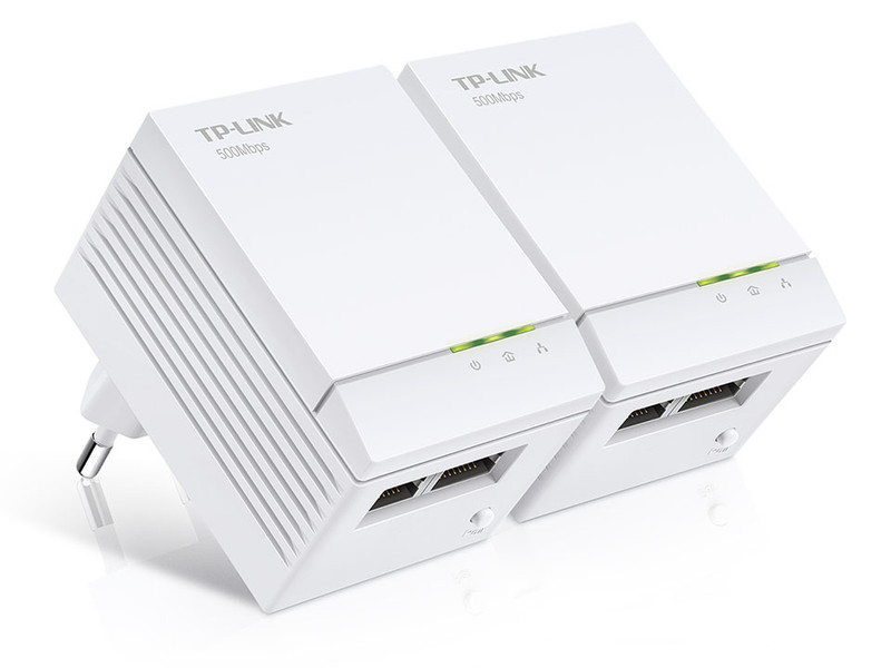TP-LINK AV500 500Mbit/s Eingebauter Ethernet-Anschluss Weiß 2Stück(e) PowerLine Netzwerkadapter