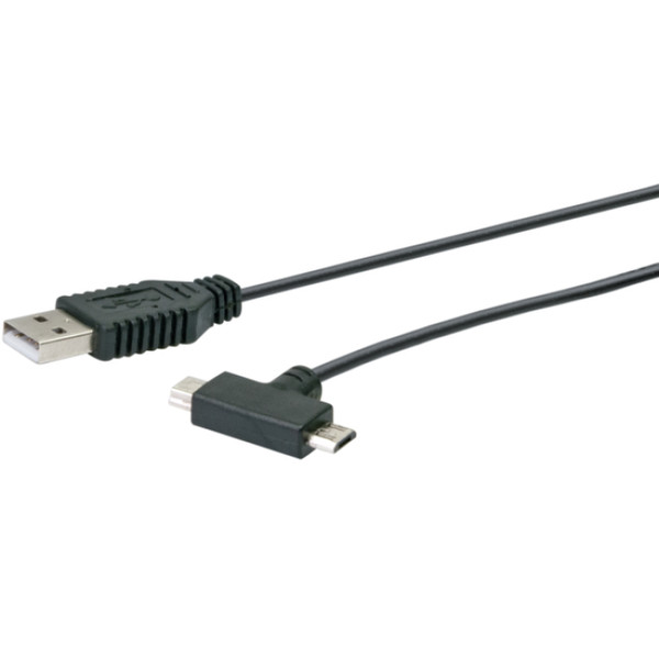 Schwaiger 1xUSB 2.0 A/1xUSB 2.0 Mini-B/1xUSB 2.0 Micro-B 1m 1m USB A Micro-USB B/Mini-USB B Black