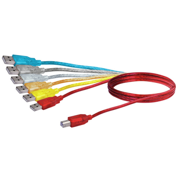 Schwaiger USB A/USB B 1.5m 1.5м USB A USB B Синий, Зеленый, Оранжевый, Красный, Cеребряный, Желтый