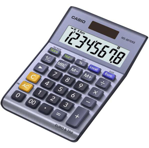Casio MS-88TERII Настольный Basic calculator Черный, Синий, Серый калькулятор