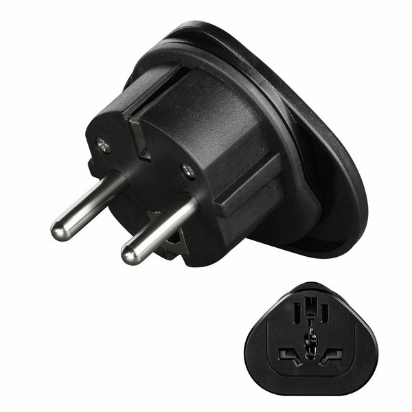 Hama 00121999 Type F (Schuko) Universal Black power plug adapter