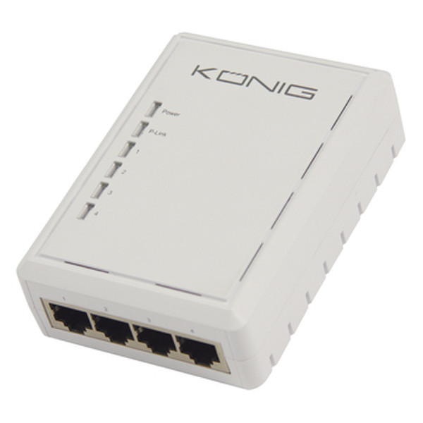 König CS500PLC4N100 500Mbit/s Eingebauter Ethernet-Anschluss Weiß 1Stück(e) PowerLine Netzwerkadapter