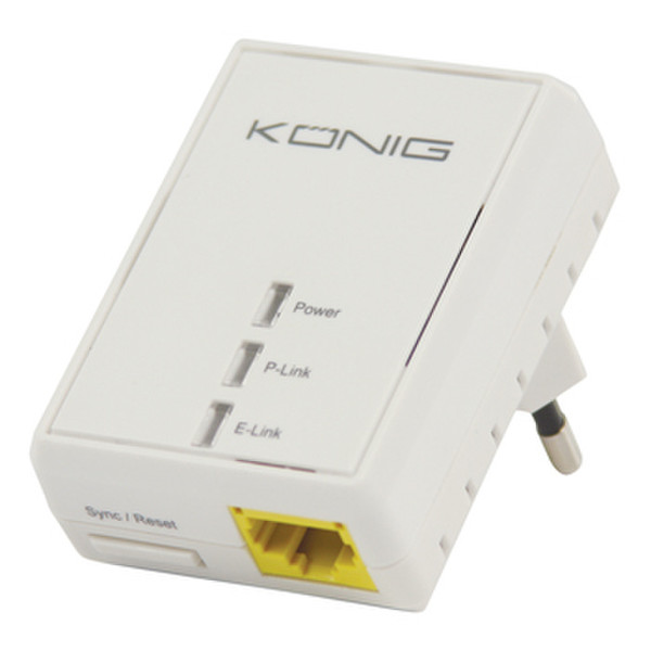 König CS500PLCN100 500Mbit/s Eingebauter Ethernet-Anschluss Weiß 1Stück(e) PowerLine Netzwerkadapter