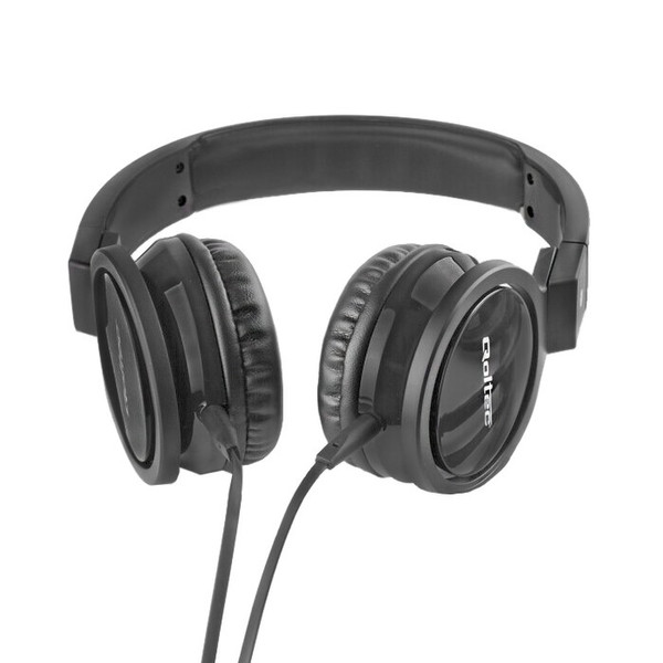 Qoltec 50810 Kopfband Binaural Verkabelt Schwarz Mobiles Headset