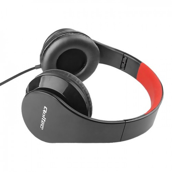 Qoltec 50812 Kopfband Binaural Verkabelt Schwarz, Rot Mobiles Headset
