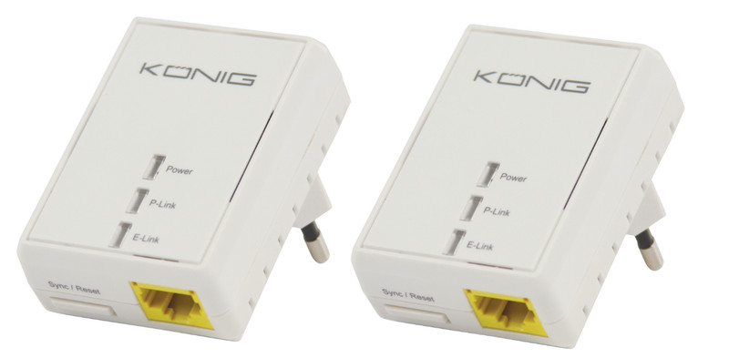 König CS500PLCNK100 500Mbit/s Ethernet LAN White 2pc(s) PowerLine network adapter