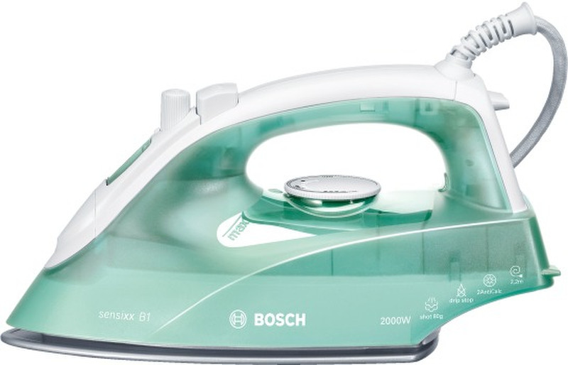 Bosch TDA2622GB Dampfbügeleisen Edelstahl-Bügelsohle 2000W Grün, Weiß Bügeleisen