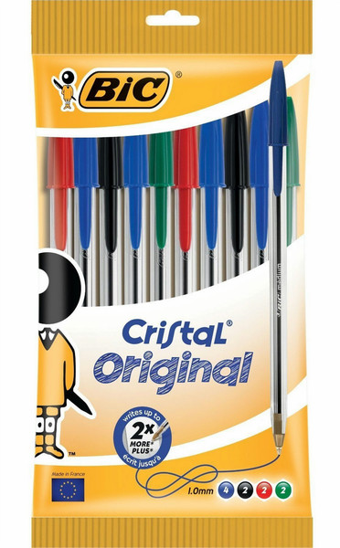 BIC 830865 Stick ballpoint pen Schwarz, Blau, Grün, Rot 10Stück(e) Kugelschreiber