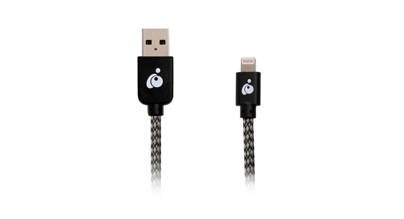 iogear GPUL02 2m USB A Lightning Schwarz, Grau USB Kabel