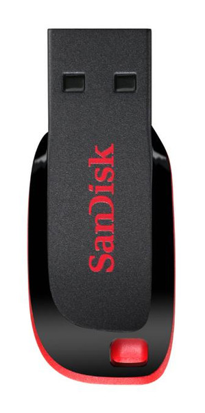 Sandisk Cruzer Blade 128GB 128ГБ USB 2.0 Type-A Черный, Красный USB флеш накопитель