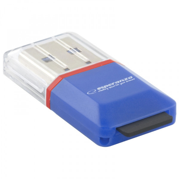 Esperanza EA134B USB 2.0 Blue,Silver,Transparent card reader