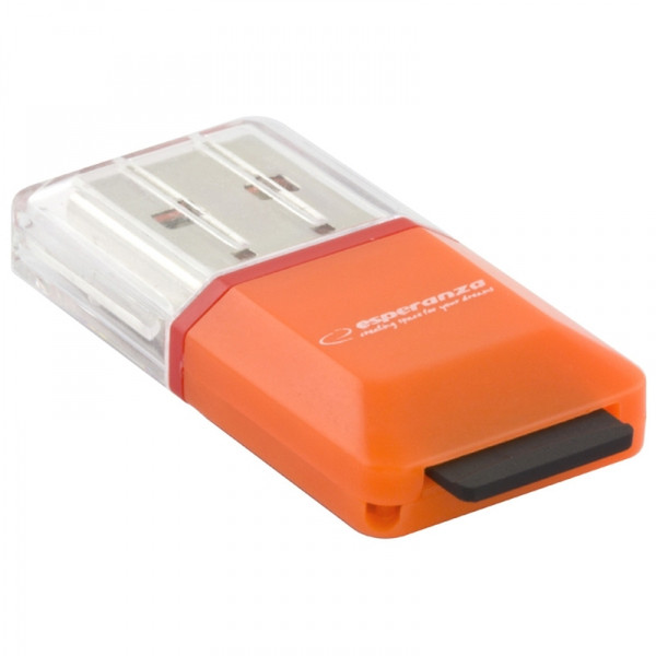 Esperanza EA134O USB 2.0 Оранжевый, Cеребряный, Прозрачный устройство для чтения карт флэш-памяти