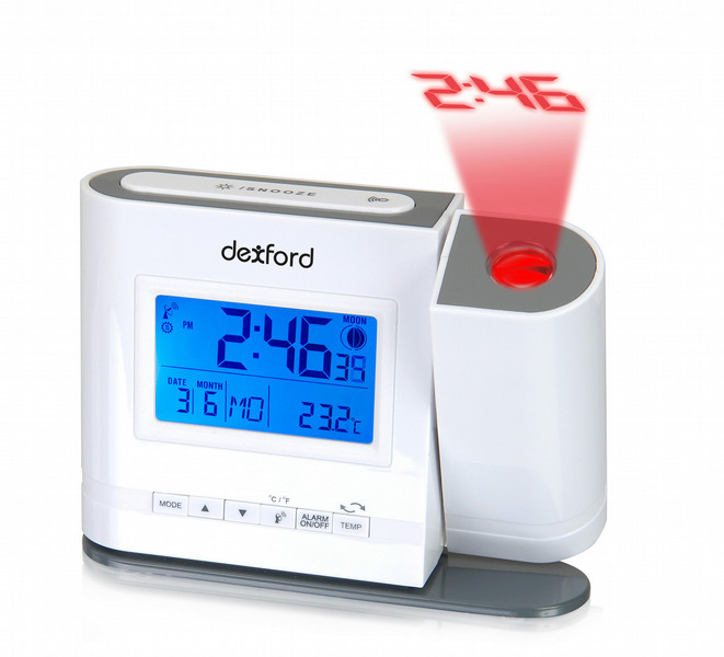 Dexford PC1300 Digital table clock Rechteckig Grau, Weiß Tischuhr