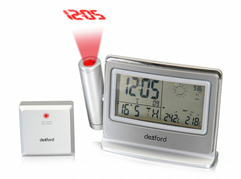 Dexford PCWS 4600 Digital table clock Rechteckig Grau, Silber