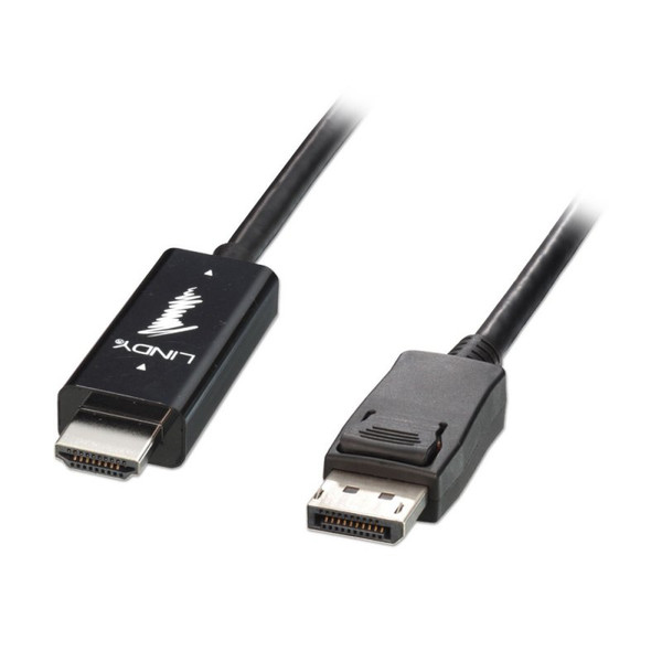 Lindy 2m, HDMI - DisplayPort 2м HDMI DisplayPort Черный адаптер для видео кабеля
