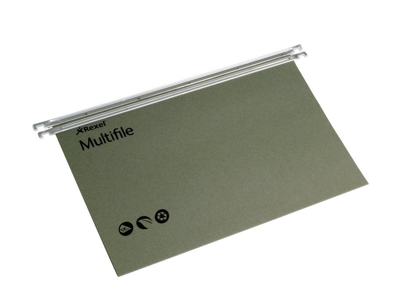 Rexel Multifile Foolscap Suspension File 15mm Green (50)