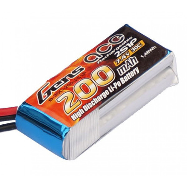 Gens ace B-30C-200-2S1P Lithium Polymer 200mAh 7.4V rechargeable battery