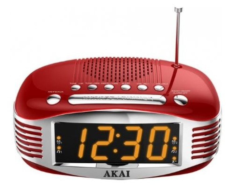 Akai AR400RD Uhr Analog Rot, Silber Radio