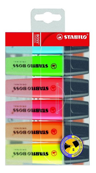 Stabilo BOSS Cyan,Green,Orange,Pink,Red,Yellow 6pc(s) marker
