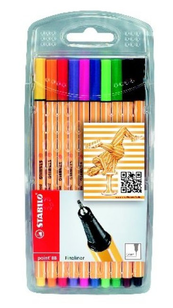 Stabilo point 88 Черный, Синий, Коричневый, Зеленый, Оранжевый, Розовый, Красный, Фиолетовый, Желтый 10шт капиллярная ручка